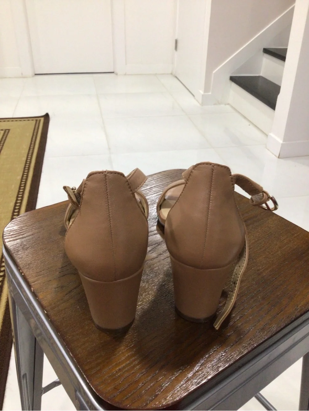 Naturalizer Blush Tan Ankle-Strap Block Heels